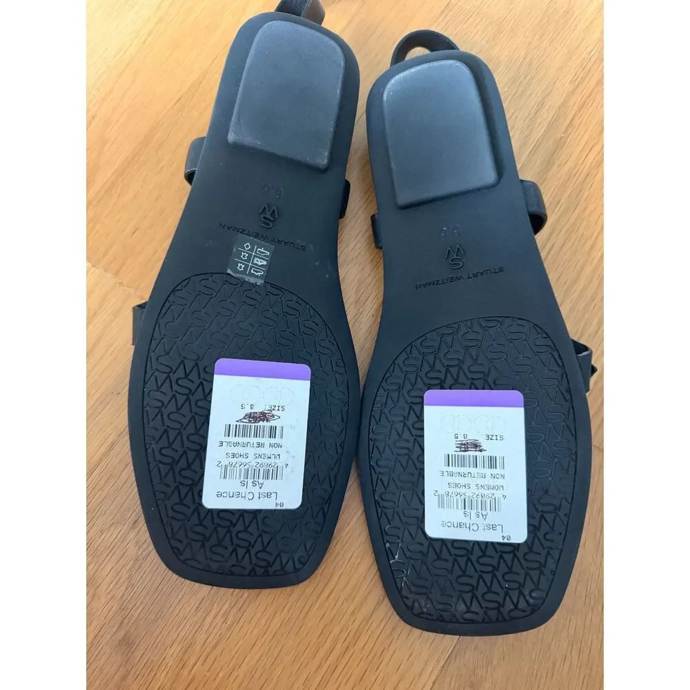 Stuart Weitzman Benni Slingback Flat Sandal – Black – Size 6.5 – New Without Box